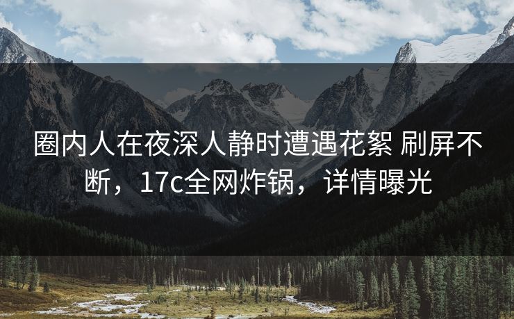 圈内人在夜深人静时遭遇花絮 刷屏不断，17c全网炸锅，详情曝光