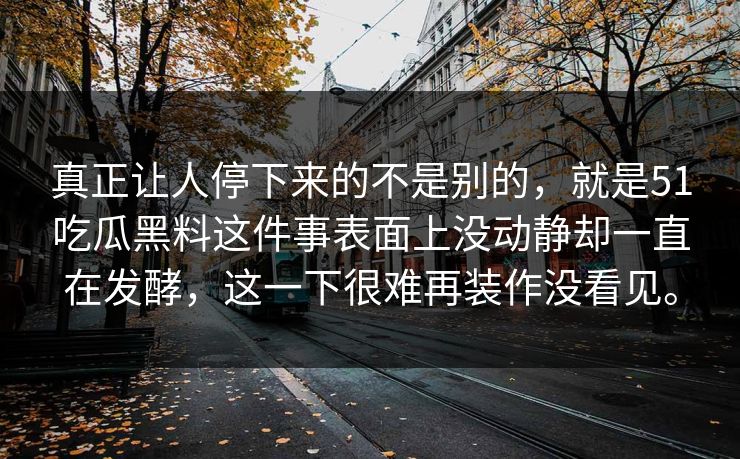 真正让人停下来的不是别的，就是51吃瓜黑料这件事表面上没动静却一直在发酵，这一下很难再装作没看见。